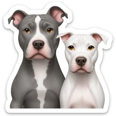 Gray Pitbull with couple sticker