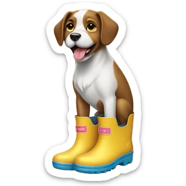 dog wearing rain boots  sticker