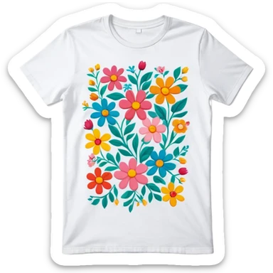 floral pattern graphic tee shirt sticker