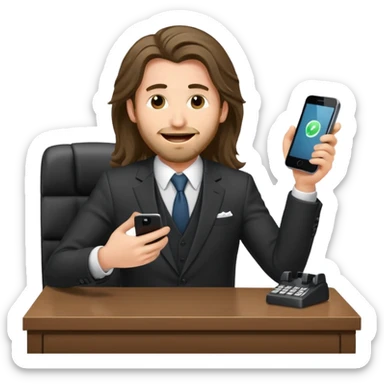office-boss-suit-excited-phone-desk-long-haired-man sticker