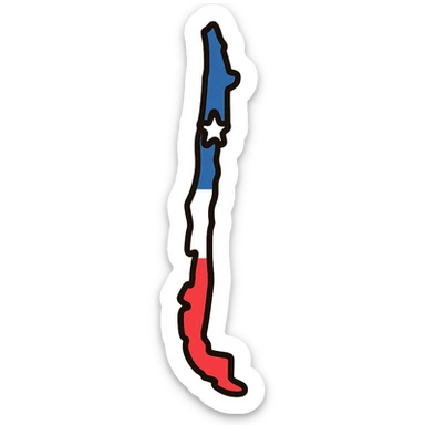 color outline icon of Chile country map with flag colors sticker