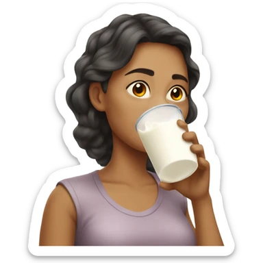 Woman drinking milk very messy sticker