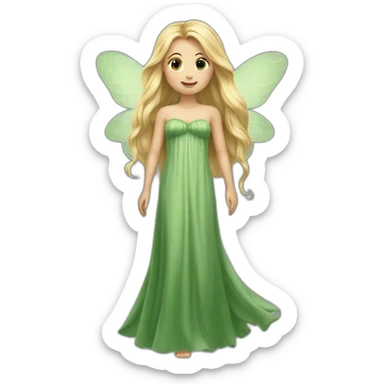 Complete Fairy with long blond hair and green long dress sticker