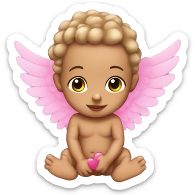 baby cupid with hearts and pink wings sticker