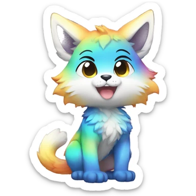 shiny, colorful, gradient, Kemono-style, Chibi, Anthro-Fur-Sona-Fakémon, Full Body sticker