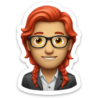 Nerd emoji with red long hair sticker