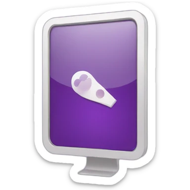 a mouse pointer on a screen over a purple rectangle sticker