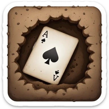 ace card going into a hole of dirt in the ground sticker