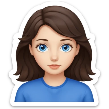 brunette girl with blue eyes, slightly wavy hair sticker