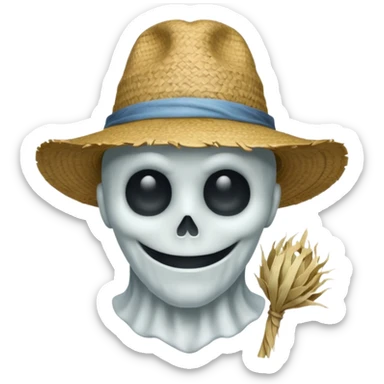 ghost farmer portrait, head and shoulders only, straw hat, spooky pale face, cracked skin, haunted vibe, 3D cartoon, mobile game icon style, clean background, no text, no watermark
 
 sticker