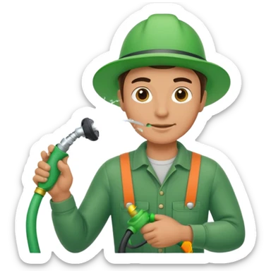 Gardner with hose sticker