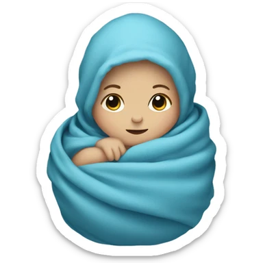 a little newborn baby  wrapped in blue blanket sticker