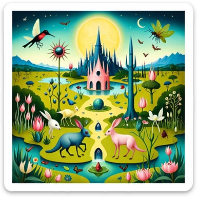solarpunk - hieronymus bosch phantasmagoric depictions of the garden of earthly delights sticker