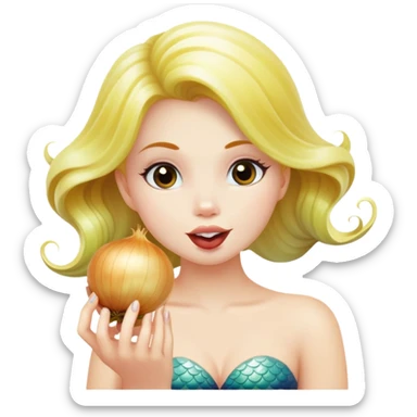 Mermaid eating an onion sticker