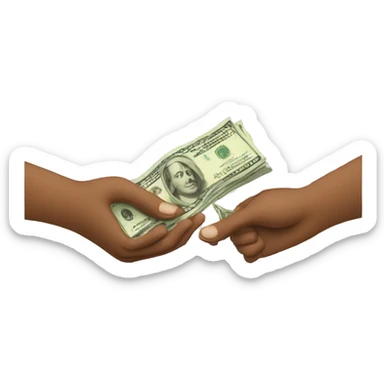 Two hands exchanging money sticker