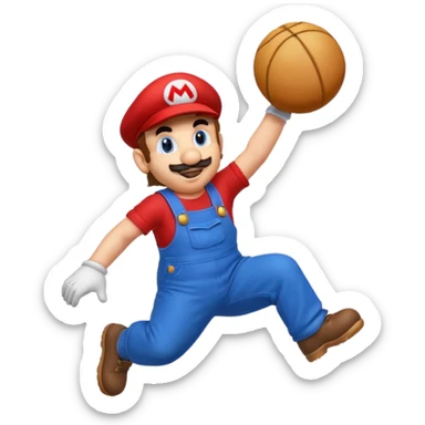Mario in mid-air about to dunk, emoji style sticker
