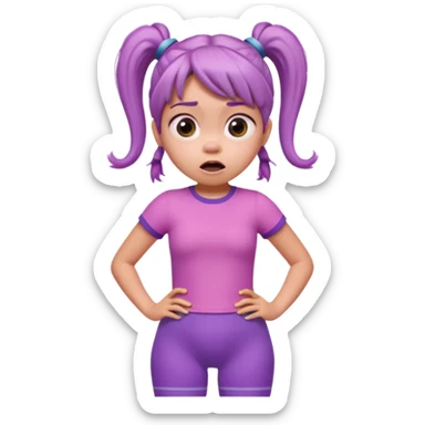 Boo from Monsters Inc, surprised expression, pigtails, pink t-shirt, purple leggings sticker