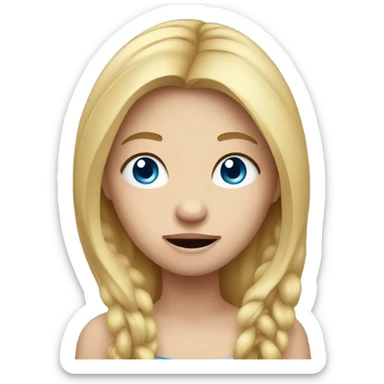 Long blonde hair blue eyes girl looking stupid sticker