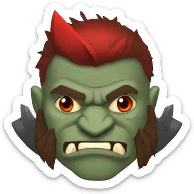 armored orc berserker with red beard & mohican sticker