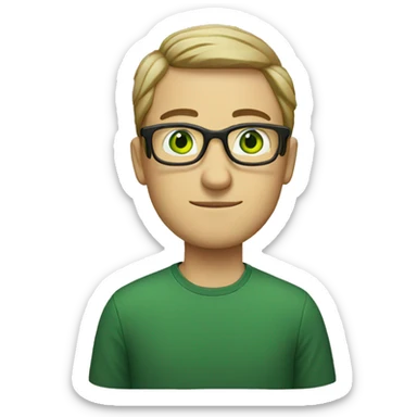 white man with green eyes and glases sticker