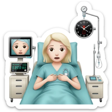 a patient waking up before a surgery, with monitors etc sticker