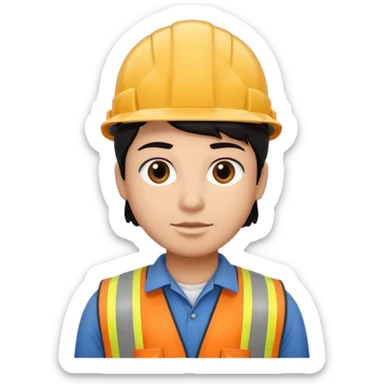 Construction worker with light brown skin black hair and dark brown eyes sticker