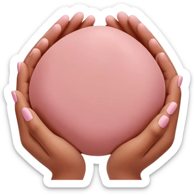 multiple hands working together to form a simple pink clay blob shape, collaborative pottery beginners sticker