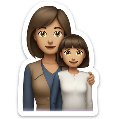 mom and daughter entrepeneurs, the daughter had bangs and brown brunette, both are brunette mom is more lighter brunnette sticker