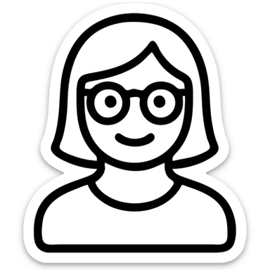 Add glasses to the woman, keep the icon simple and modern, clean lines, minimal color, suitable for an app icon, with no background sticker