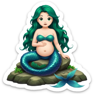 very heavily pregnant overdue mermaid sticker