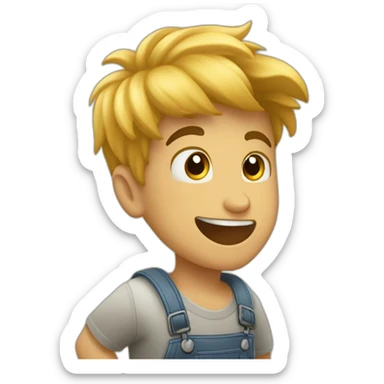 joven muchacho festejando estirando los brazos hacia arriba feliz sticker