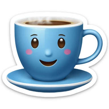 blue coffee cup with steam sticker