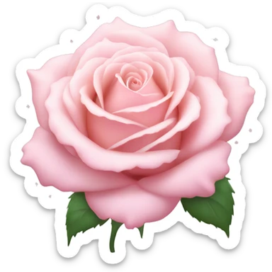 Rose "A fully bloomed pastel pink rose with delicate, silky petals that radiate a soft glow, surrounded by tiny sparkles and a faint shimmering mist." sticker