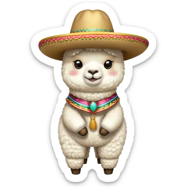 alpaca with a mariachi hat sticker