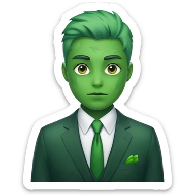 faces of different office green triceratops in a suit sticker