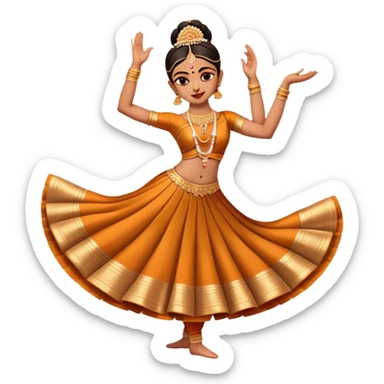 cinematic-realistic-bharatanatyam-dance-emoji,-depicted-as-an-elegant-classical-indian-dance-performance-with-graceful-poses,-intricate-costumes,-and-expressive-hand-gestures,-rendered-with-rich-textures-and-warm-dramatic-lighting, single dancer sticker