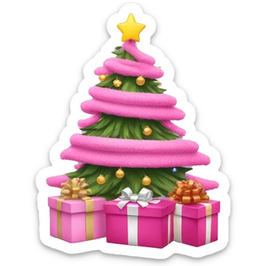 pink christmas tree with presents  sticker