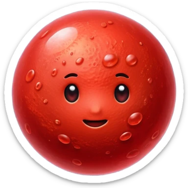 A realistic red blood cell floating in space, fully red with no white color, glossy surface, detailed texture, cinematic lighting, dark background, slow smooth motion, high-resolution, dramatic shadows, no white blood cells, focus on a single red blood cell, hyper-realistic 3D render. sticker