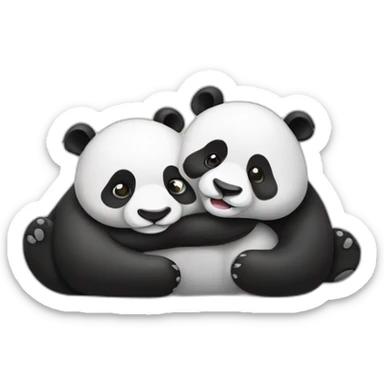 Two pandas lay and hug sticker