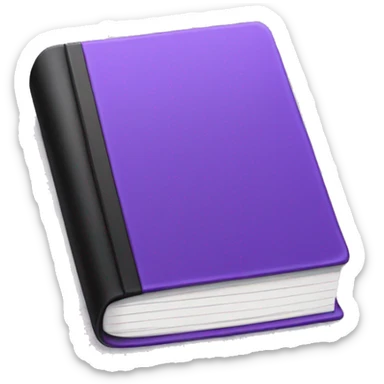 Closed book with purple cover, white pages, black spine sticker