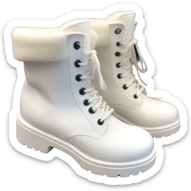 Puffy oversized chunky white boots sticker