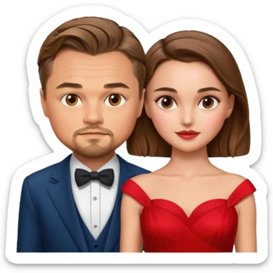 leonardo di caprio and Natalie Portman in a red dress sticker