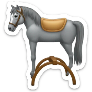 Un Cheval gris  qui boit du jus de pomme sur une chaise sticker