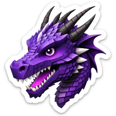 Minecraft black dragon head with purple eyes sticker