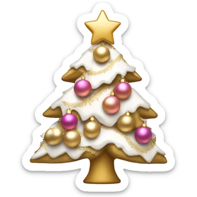christmas tree with pink and gold and white decorations sticker