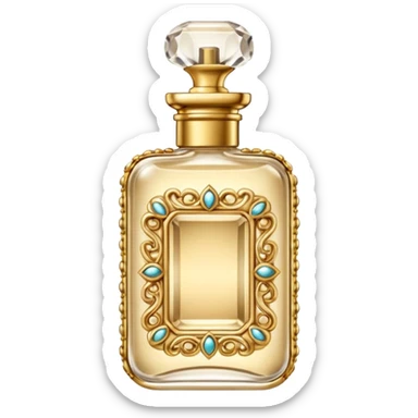 beige luxury perfume covered in jewelry sticker