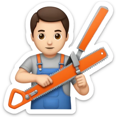 man with a saw sticker