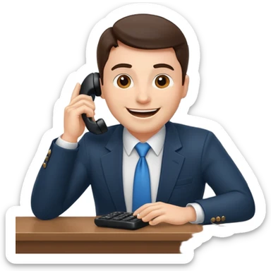 excited office boss on phone at his desk sticker