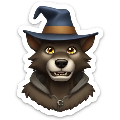 a werewolf wearing a hat sticker