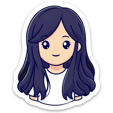 cute girl with long hair sticker